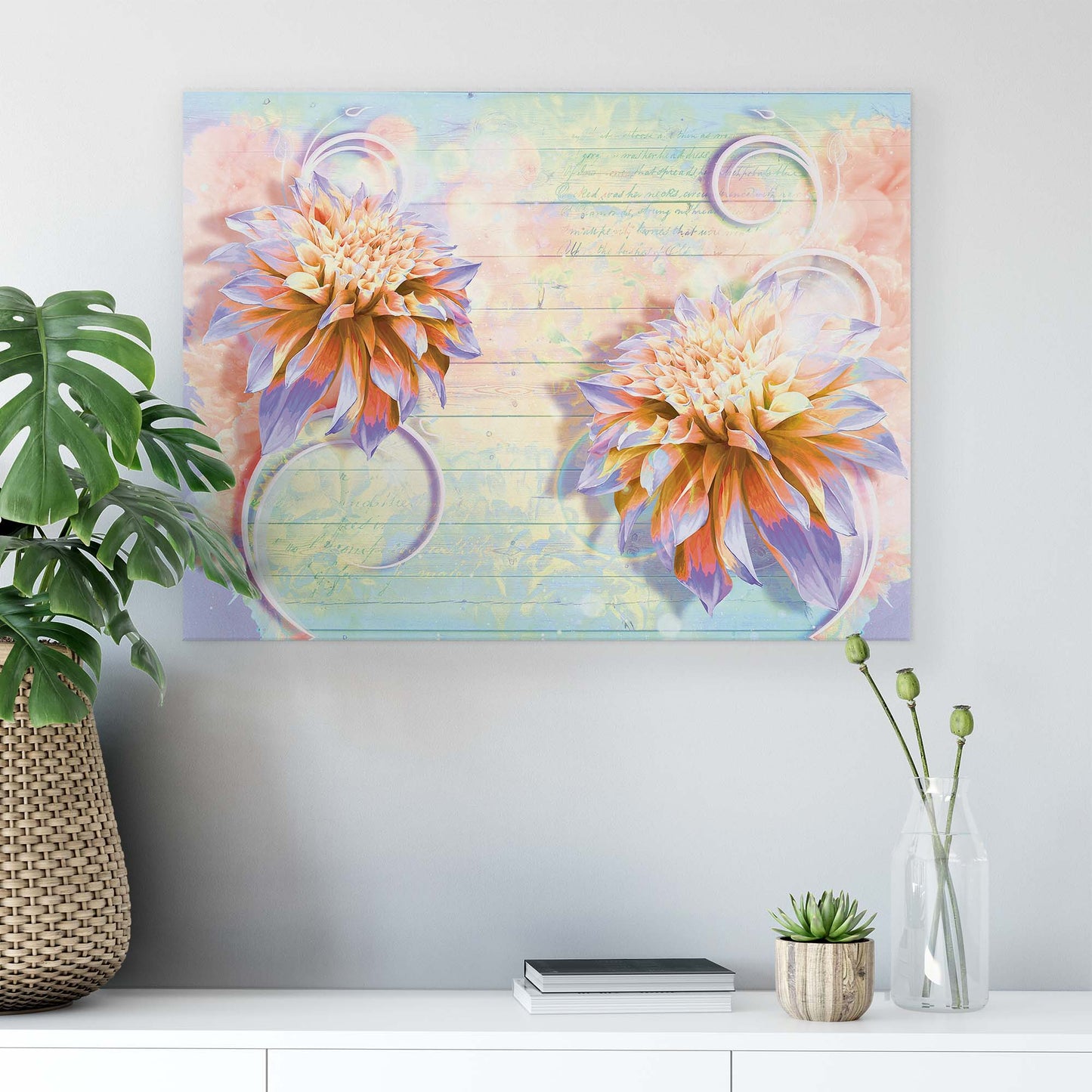 Modern Flowers, Nature, & Swirls Canvas Photo Print - USTAD HOME