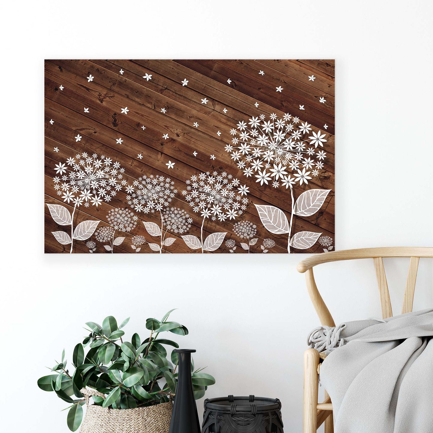 Modern Flowers, Nature, & Swirls Canvas Photo Print