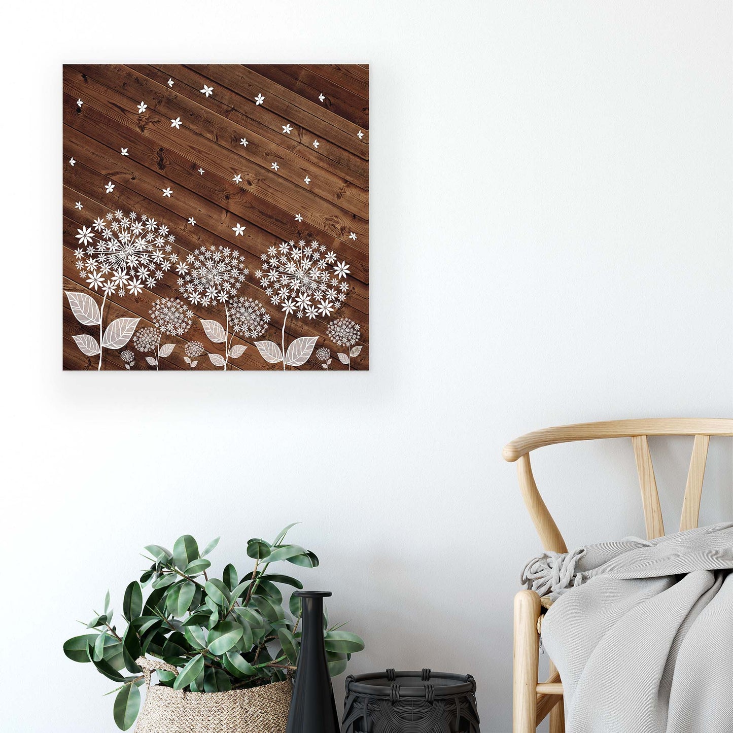 Modern Flowers, Nature, & Swirls Canvas Photo Print