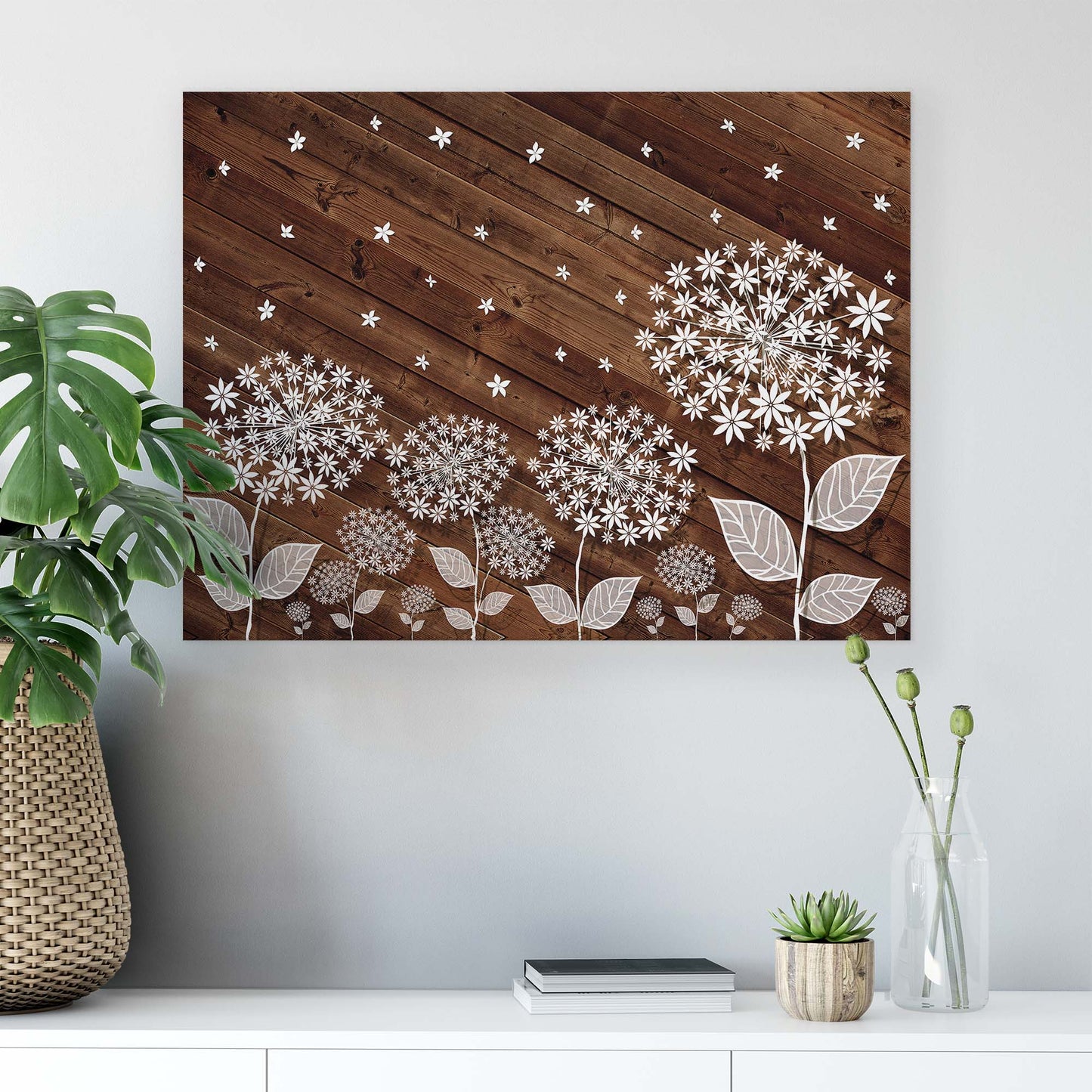 Modern Flowers, Nature, & Swirls Canvas Photo Print