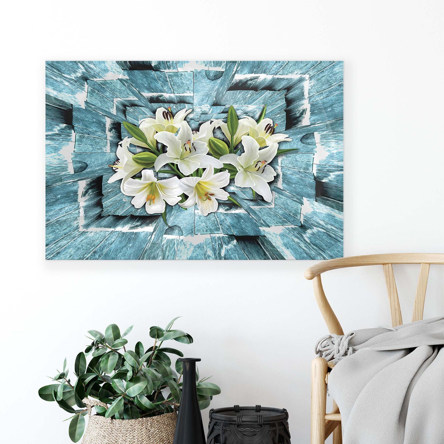 Modern Flowers, Nature, & Swirls Canvas Photo Print