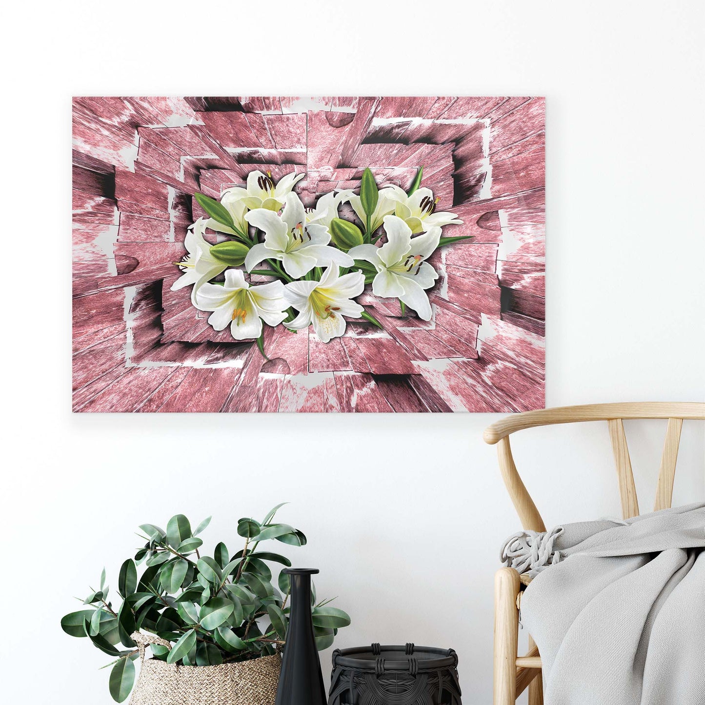 Modern Flowers, Nature, & Swirls Canvas Photo Print