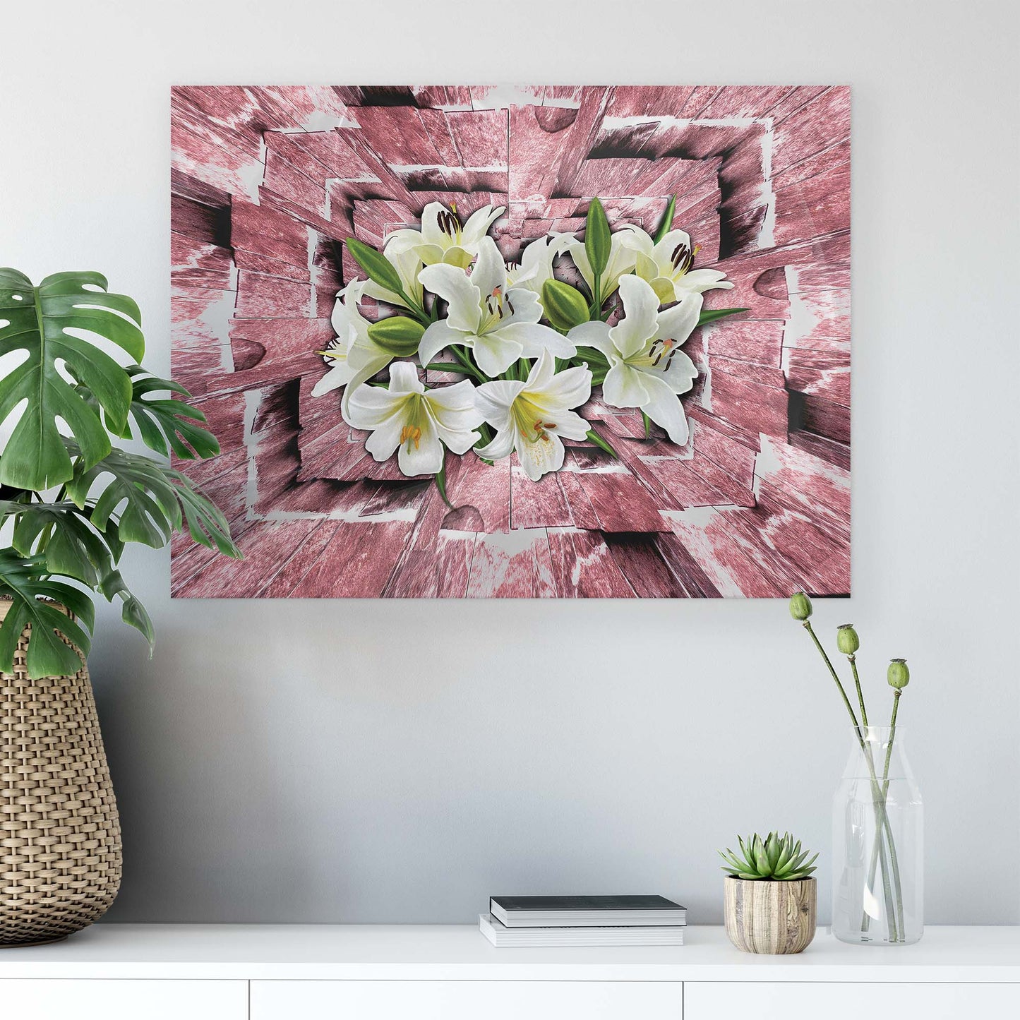 Modern Flowers, Nature, & Swirls Canvas Photo Print