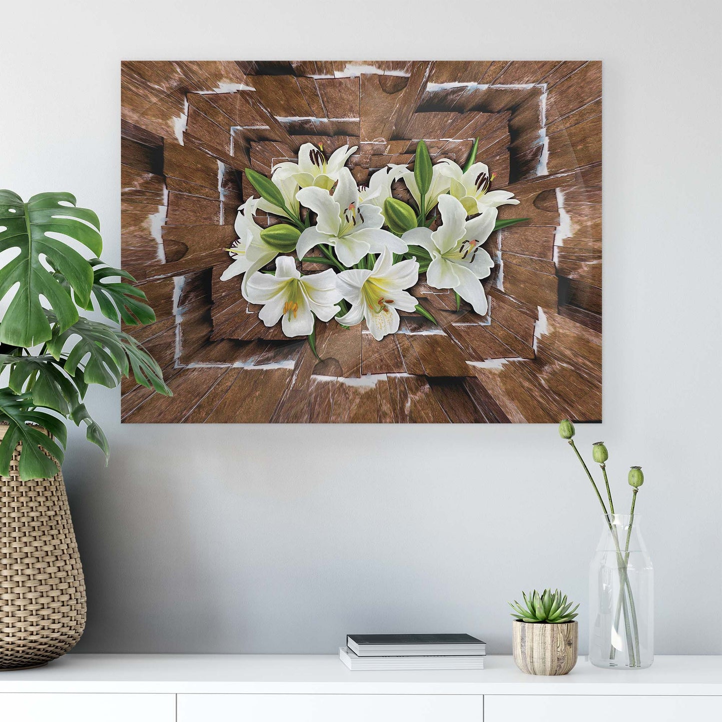 Modern Flowers, Nature, & Swirls Canvas Photo Print - USTAD HOME