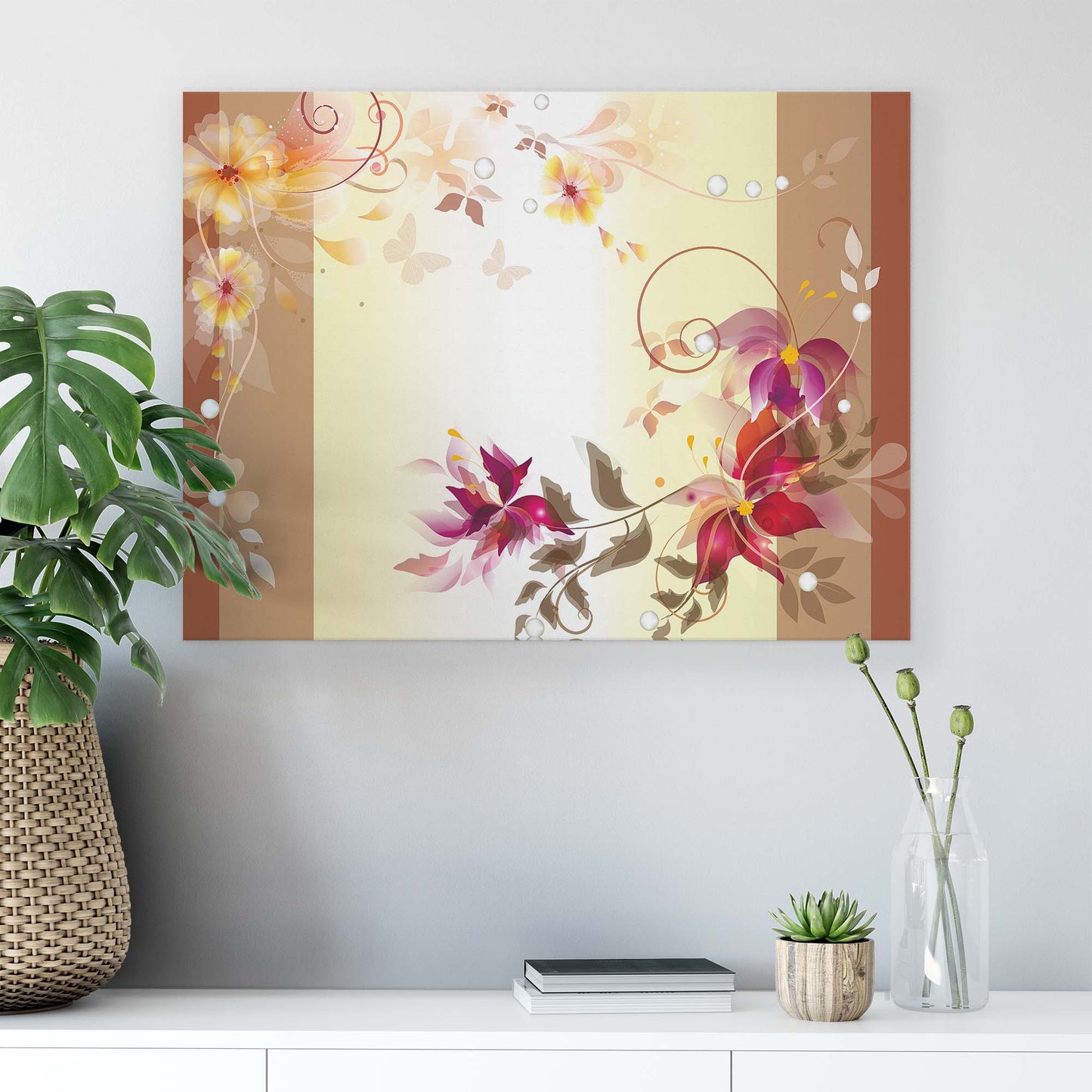 Modern Flowers, Nature, & Swirls Canvas Photo Print