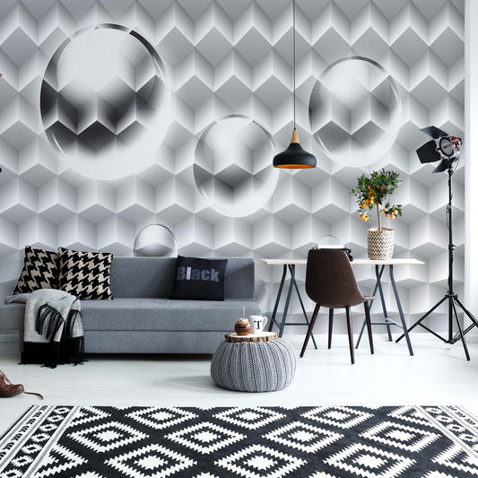 3D Grey And White Design Photo Wallpaper Wall Mural - USTAD HOME