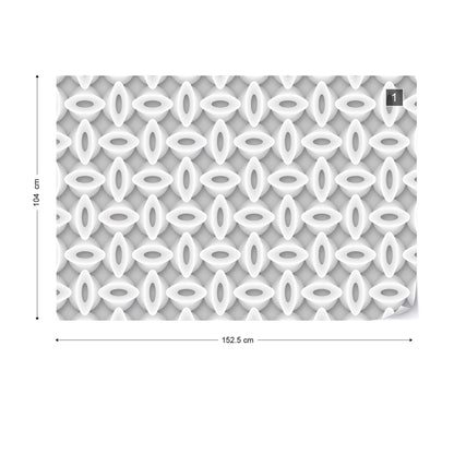 3D Abstract Pattern Grey And White Photo Wallpaper Wall Mural - USTAD HOME