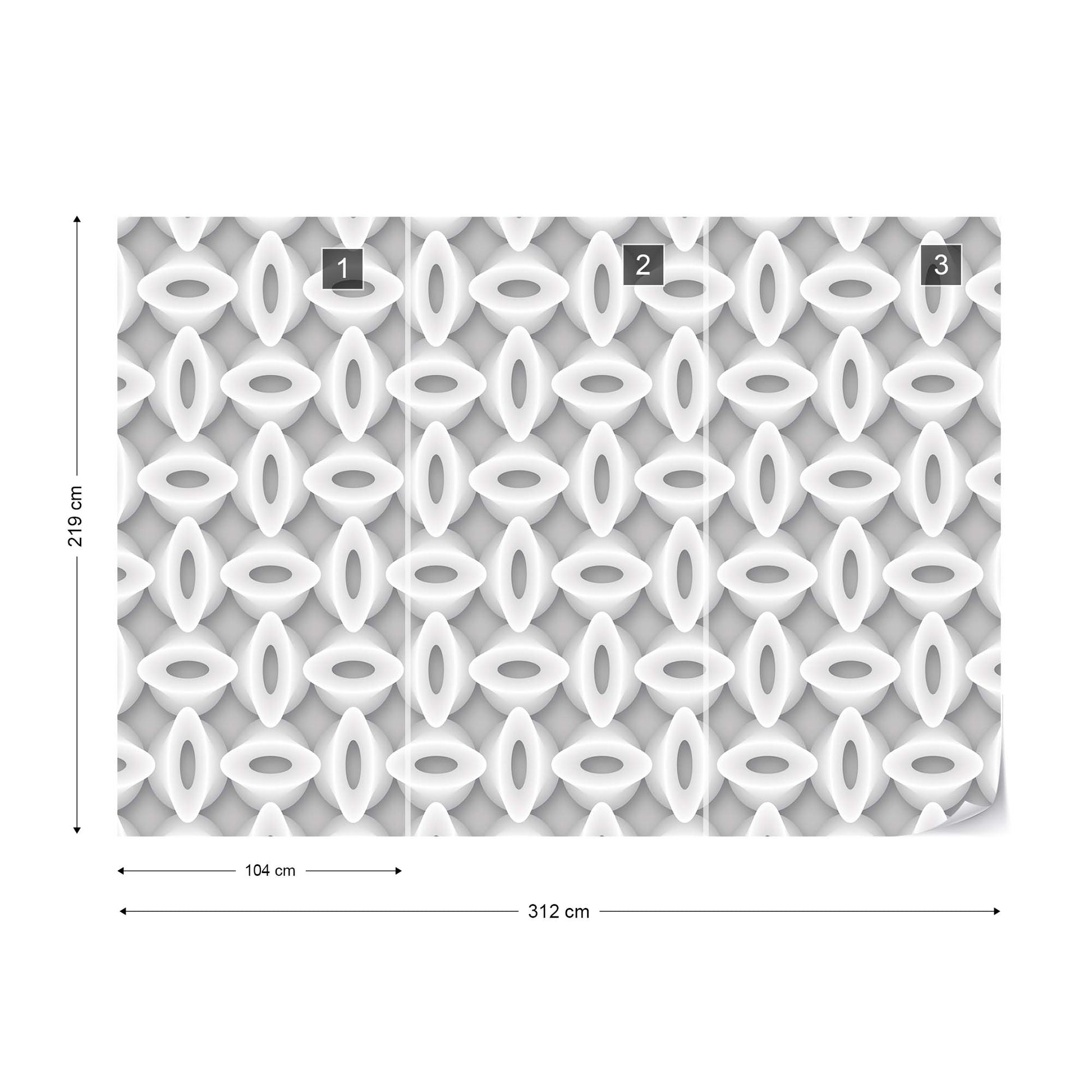 3D Abstract Pattern Grey And White Photo Wallpaper Wall Mural - USTAD HOME