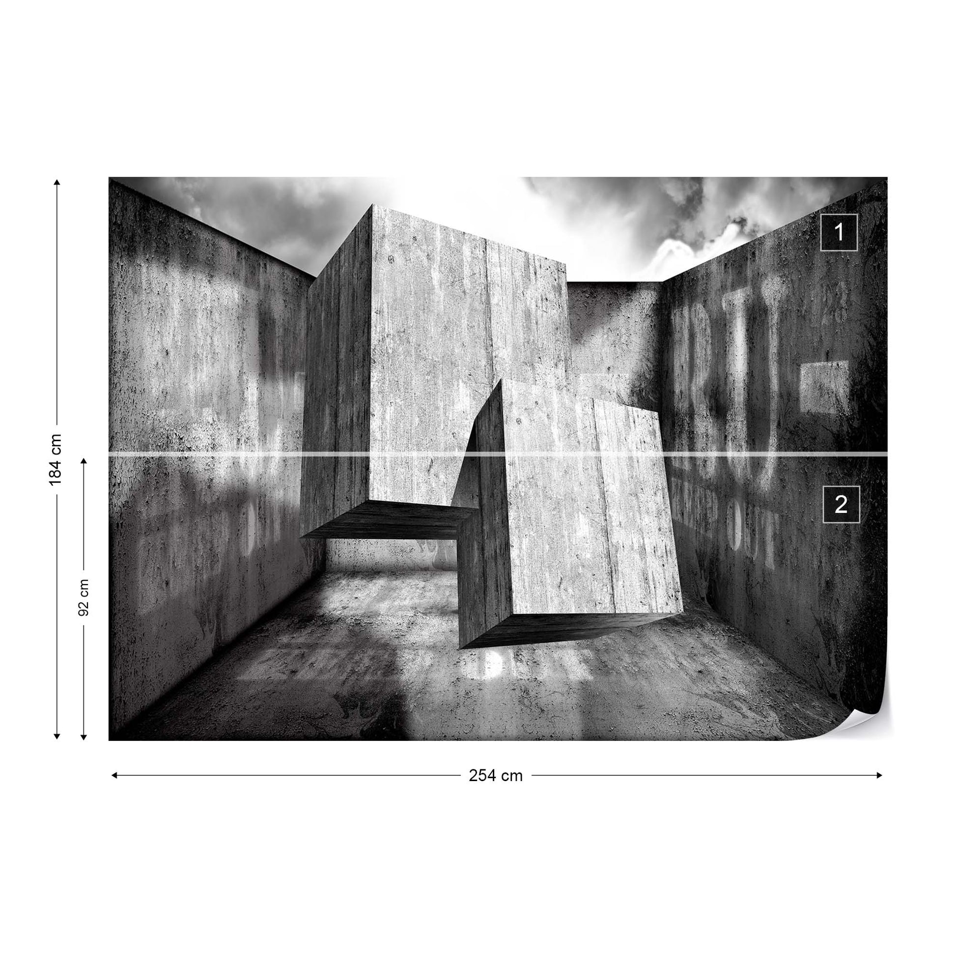 3D Concrete Cubes Modern Design Photo Wallpaper Wall Mural - USTAD HOME