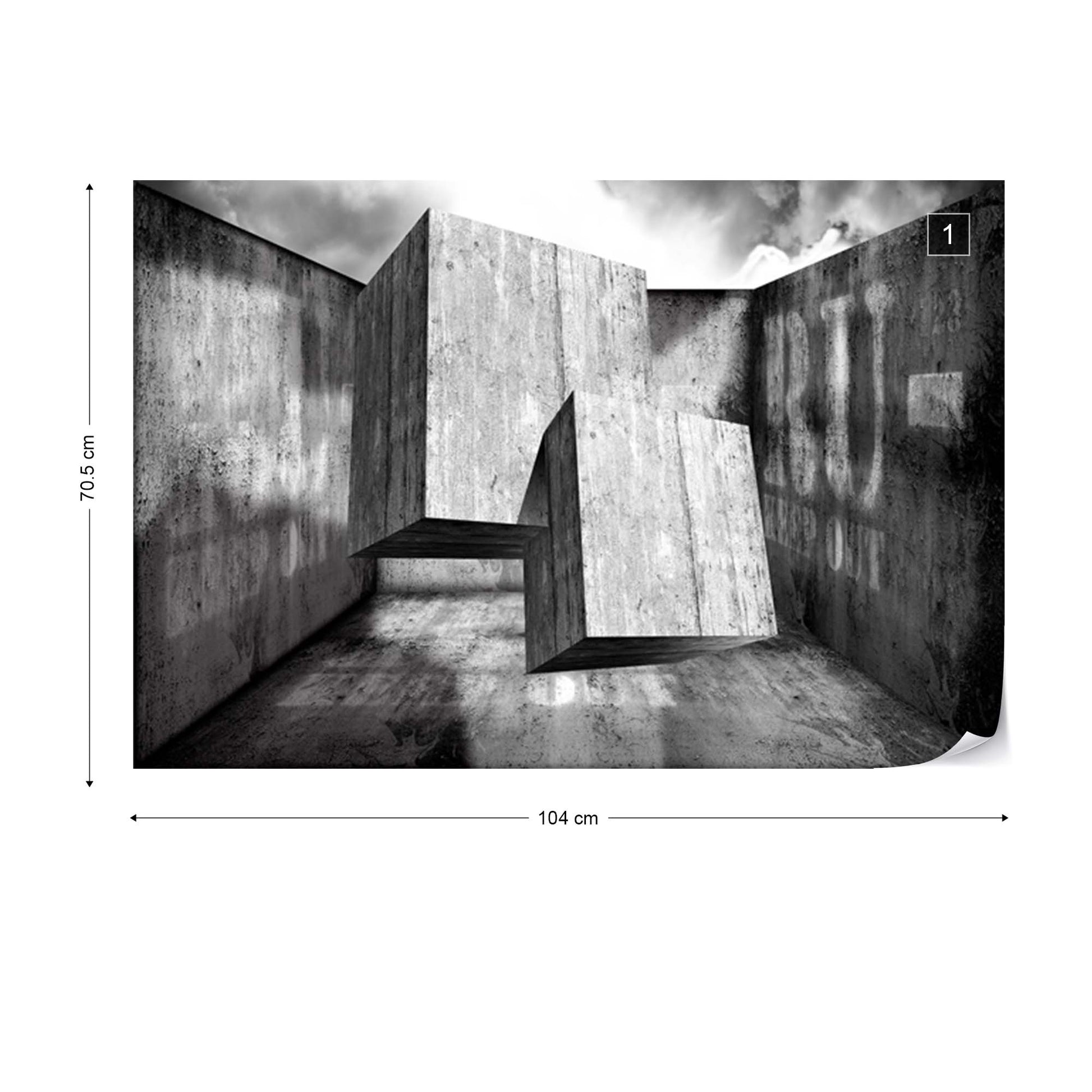 3D Concrete Cubes Modern Design Photo Wallpaper Wall Mural - USTAD HOME