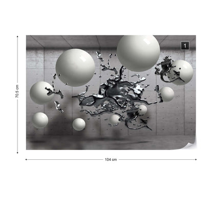 3D Abstract Design Molten Metal Balls Photo Wallpaper Wall Mural - USTAD HOME