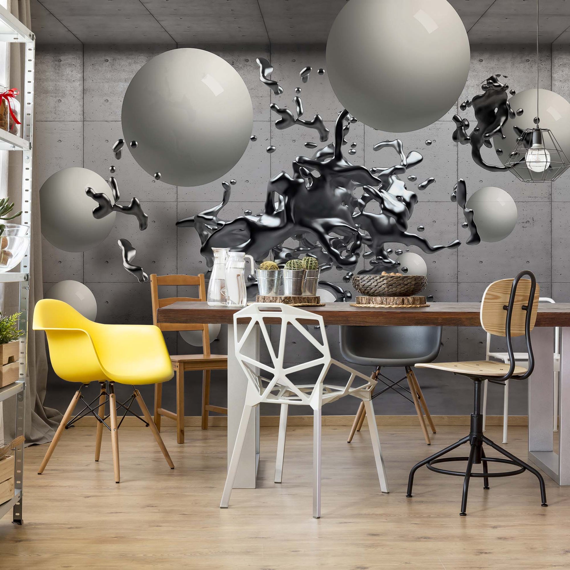 3D Abstract Design Molten Metal Balls Photo Wallpaper Wall Mural - USTAD HOME