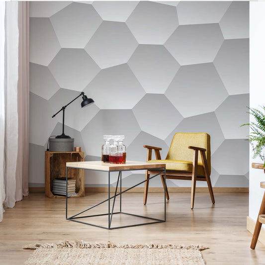 3D Honeycomb Texture Grey Photo Wallpaper Wall Mural - USTAD HOME