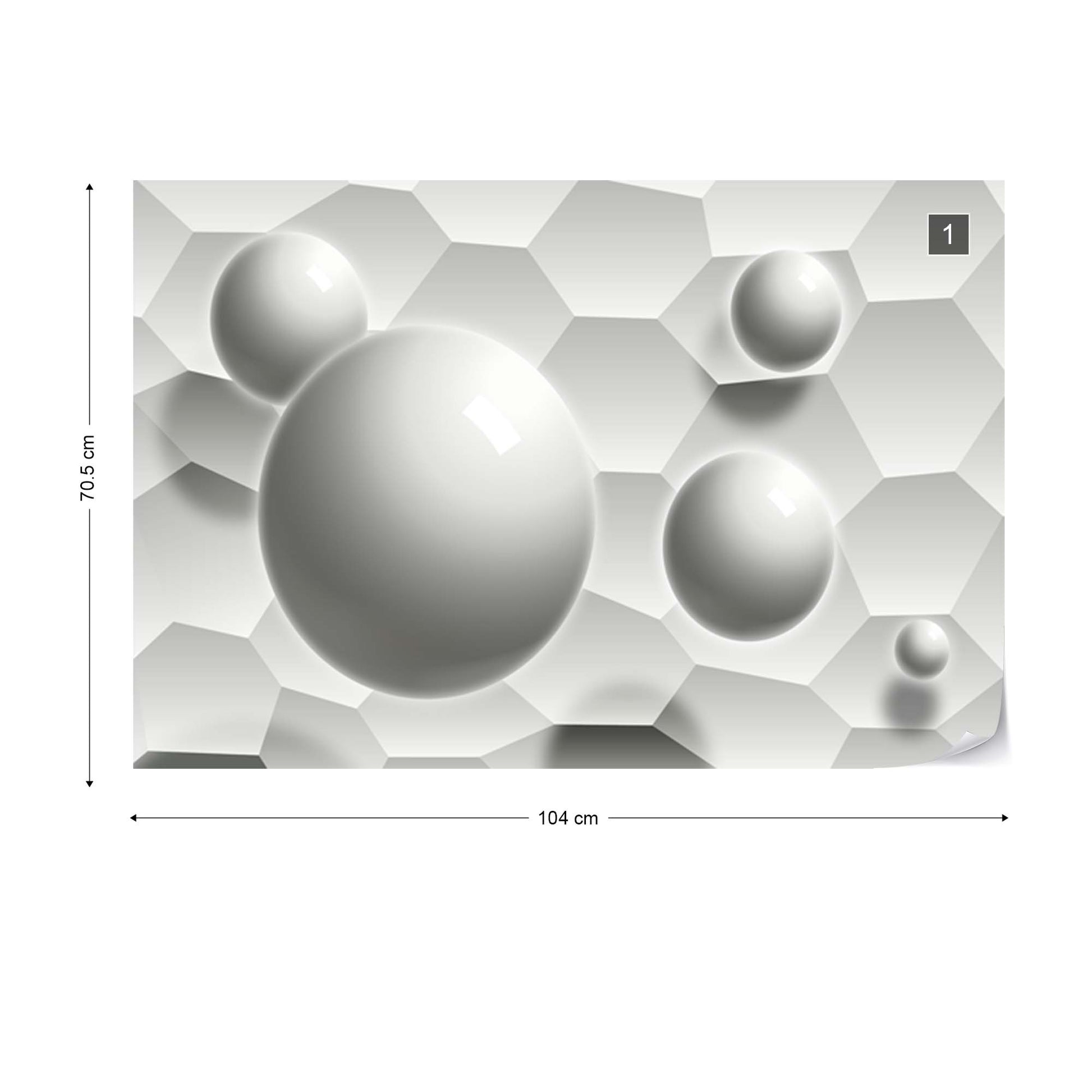 3D Balls Honeycomb Texture Grey Photo Wallpaper Wall Mural - USTAD HOME