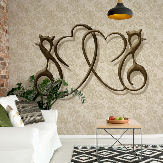Abstract Hearts Design Beige Photo Wallpaper Wall Mural - USTAD HOME