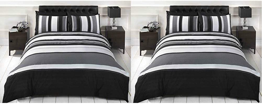 Striped Quilt Duvet Cover Pillowcase Bed Set - USTAD HOME