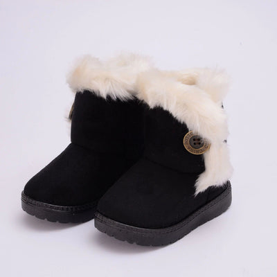 Cotton-Padded Suede Buckle Girls Boots - USTAD HOME