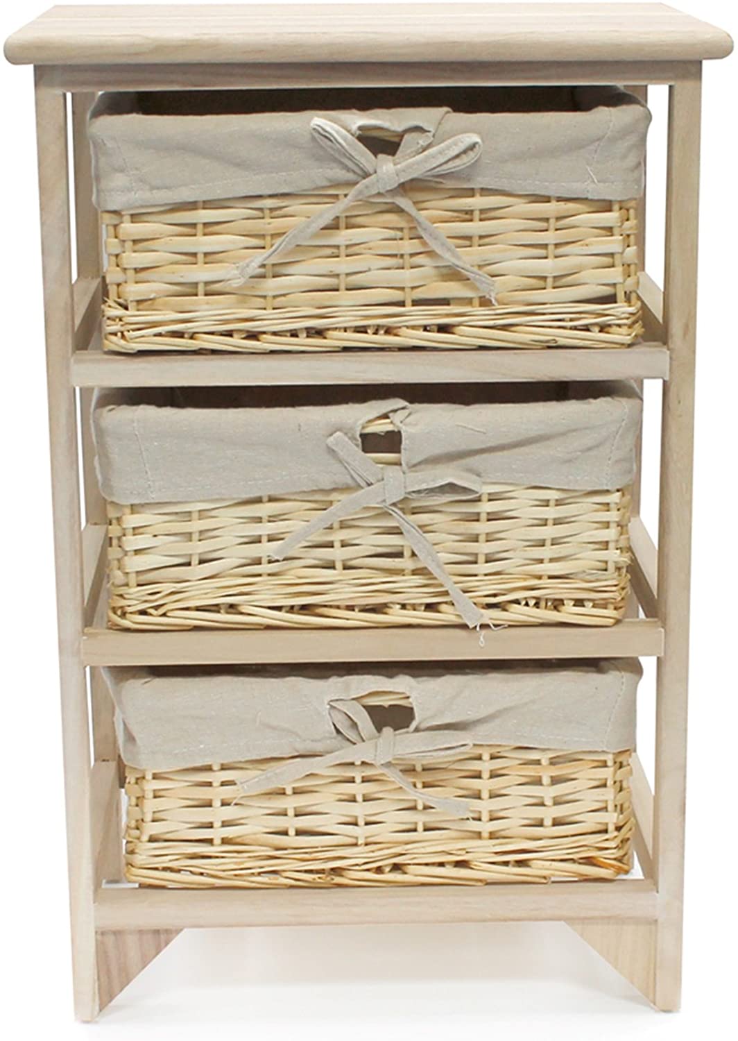 Drawer Wooden Storage Cabinet Wicker Baskets Bedroom - USTAD HOME