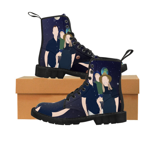 Personalized Faceless Illustration Photo Design Men's Lace Up Canvas Boots - USTAD HOME