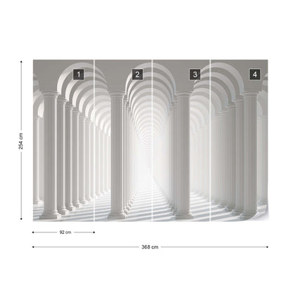 3D Columns Optical Illusion Photo Wallpaper Wall Mural - USTAD HOME