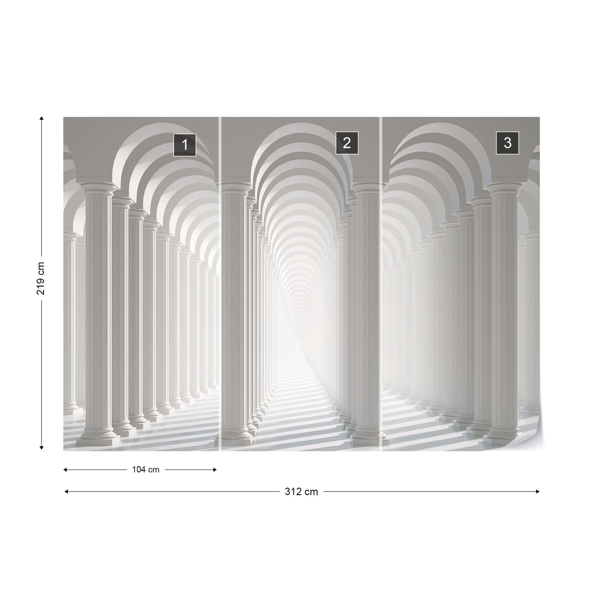 3D Columns Optical Illusion Photo Wallpaper Wall Mural - USTAD HOME