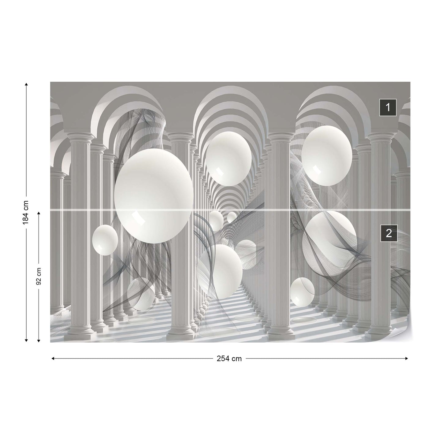 3D Columns Optical Illusion Photo Wallpaper Wall Mural - USTAD HOME