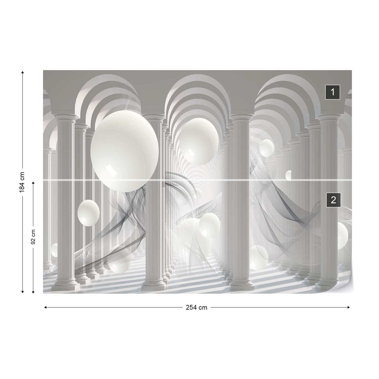 3D Columns Optical Illusion Photo Wallpaper Wall Mural - USTAD HOME