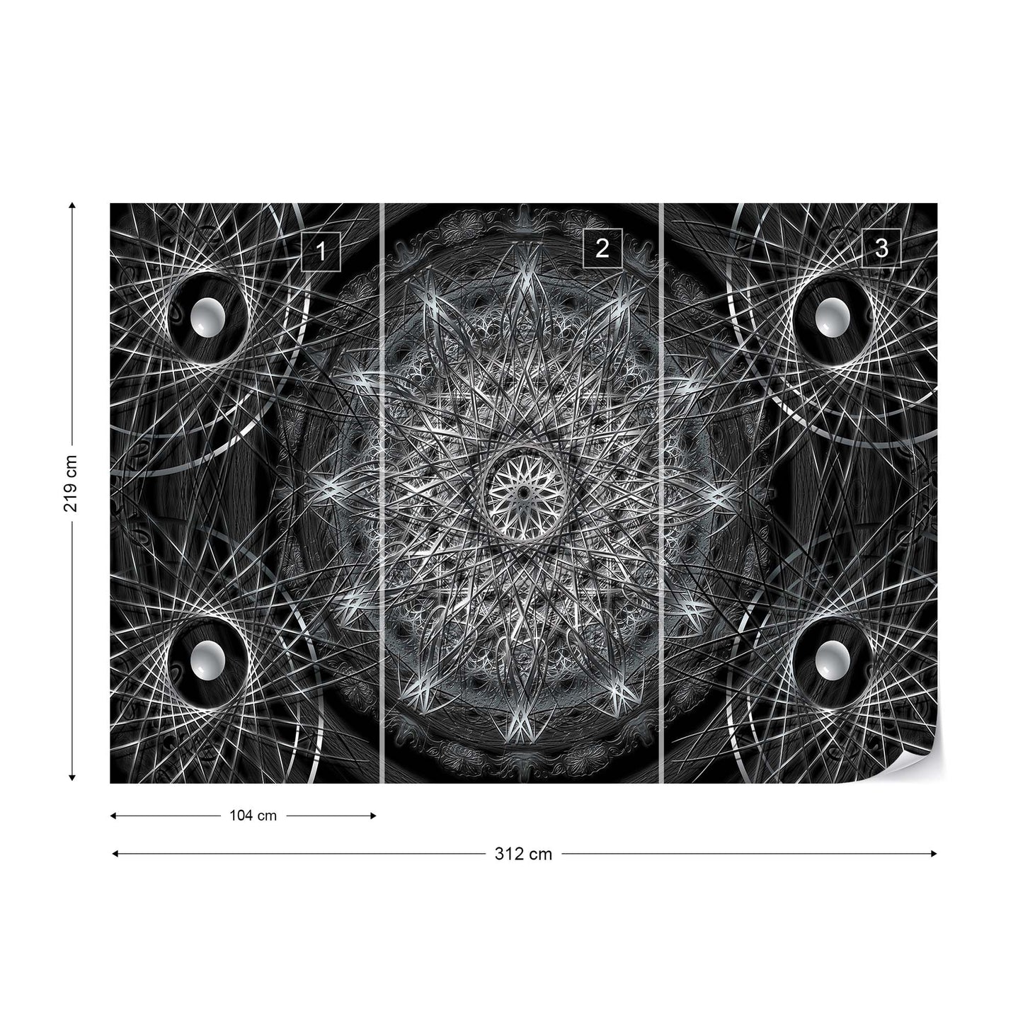 3D Dreamcatcher Design Black And White Photo Wallpaper Wall Mural - USTAD HOME