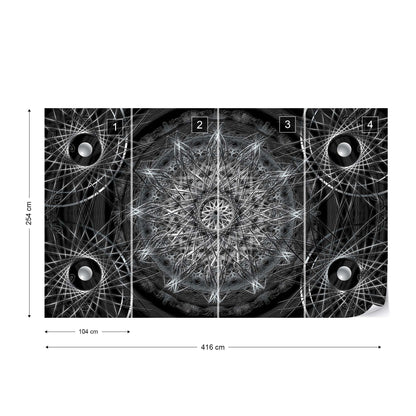 3D Dreamcatcher Design Black And White Photo Wallpaper Wall Mural - USTAD HOME