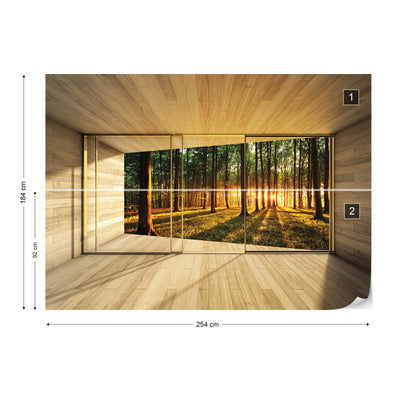 Forest 3D Modern Window View Photo Wallpaper Wall Mural - USTAD HOME