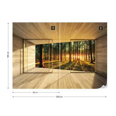 Forest 3D Modern Window View Photo Wallpaper Wall Mural - USTAD HOME