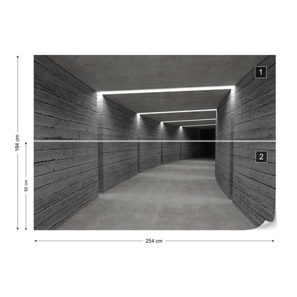 3D Concrete Tunnel Modern Architecture Photo Wallpaper Wall Mural - USTAD HOME