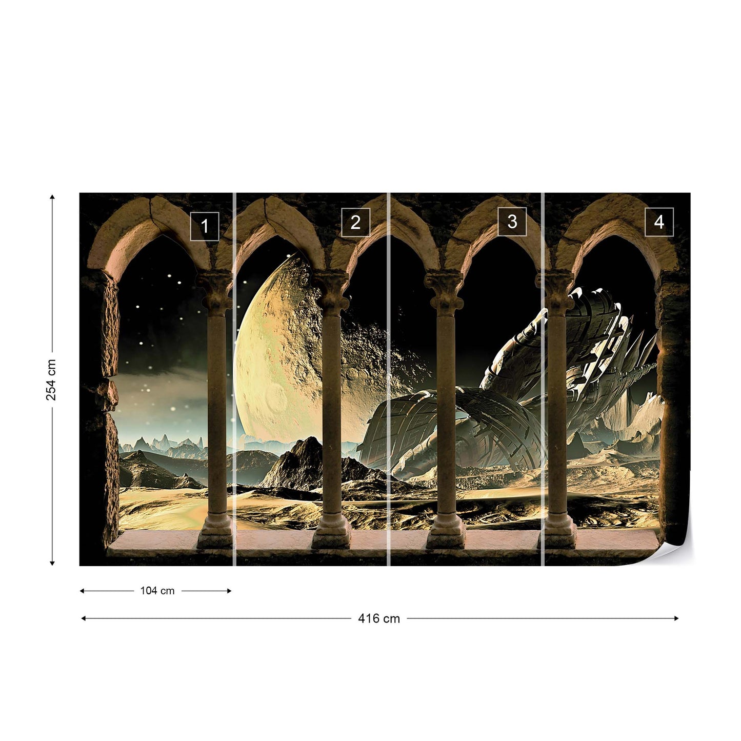 Planets Outer Space Stone Archway View Photo Wallpaper Wall Mural - USTAD HOME