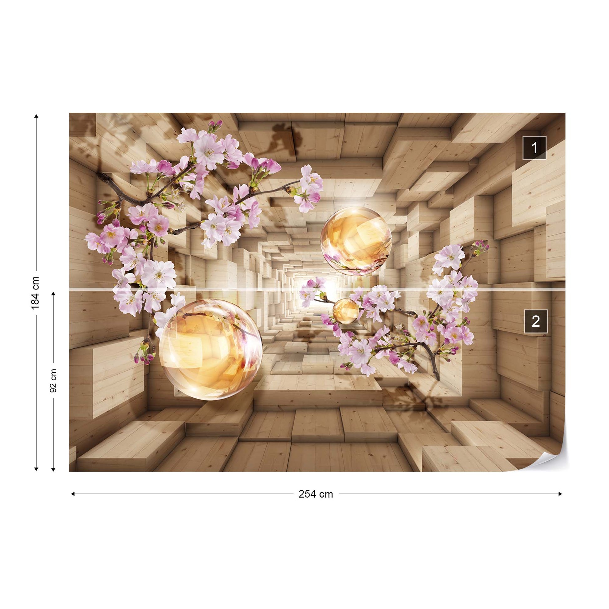 3D Tunnel Cherry Blossom Flowers Modern Design Photo Wallpaper Wall Mural - USTAD HOME