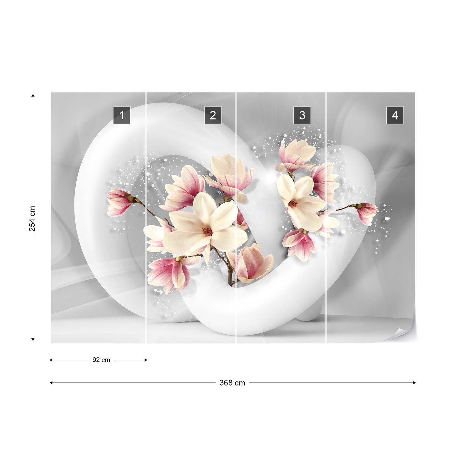 3D Structure Flowers White And Grey Photo Wallpaper Wall Mural - USTAD HOME