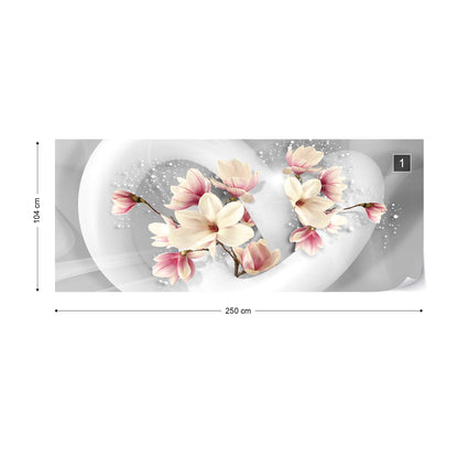 3D Structure Flowers White And Grey Photo Wallpaper Wall Mural - USTAD HOME