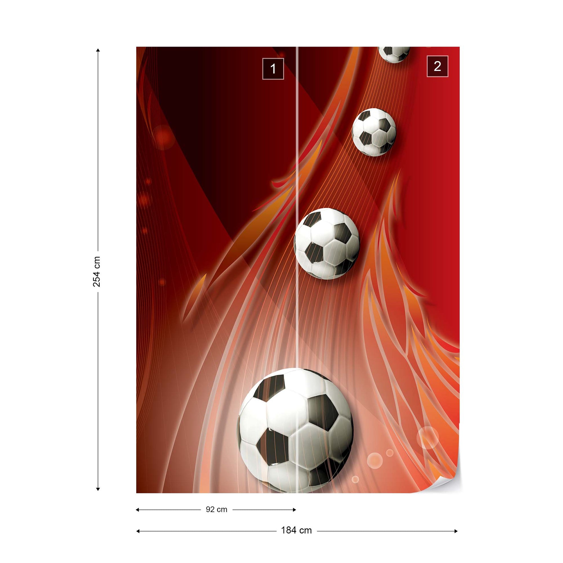3D Footballs Red Background Photo Wallpaper Wall Mural - USTAD HOME