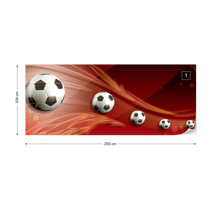 3D Footballs Red Background Photo Wallpaper Wall Mural - USTAD HOME