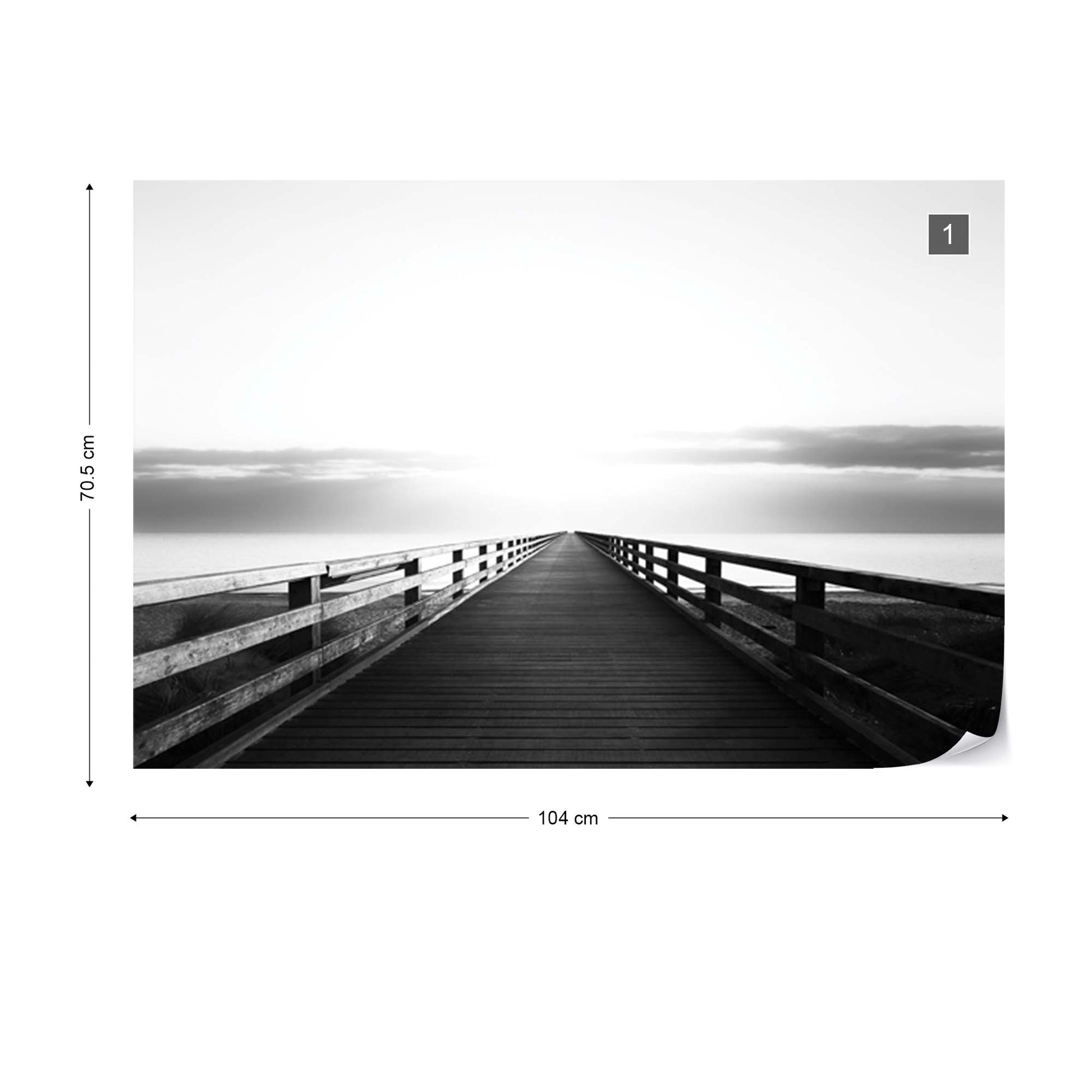 Ocean Pier Black And White Photo Wallpaper Wall Mural - USTAD HOME