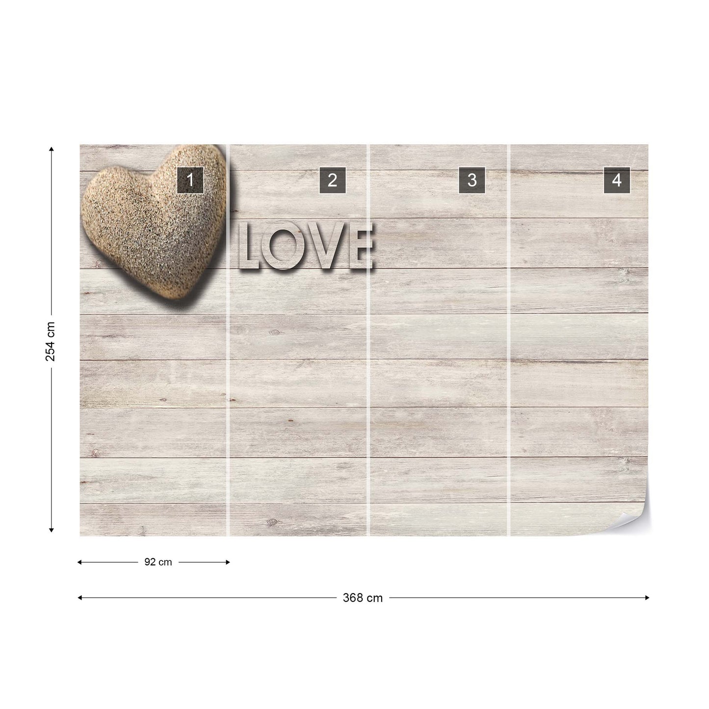 Heart Wood Planks "Love" Photo Wallpaper Wall Mural - USTAD HOME