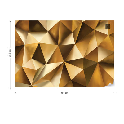3D Polygon Texture Gold Photo Wallpaper Wall Mural - USTAD HOME