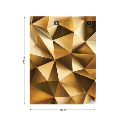 3D Polygon Texture Gold Photo Wallpaper Wall Mural - USTAD HOME