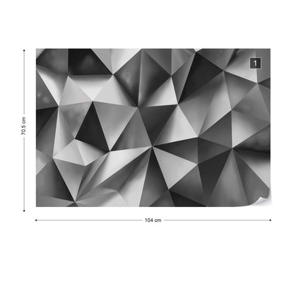 3D Polygon Texture Dark Grey Photo Wallpaper Wall Mural - USTAD HOME
