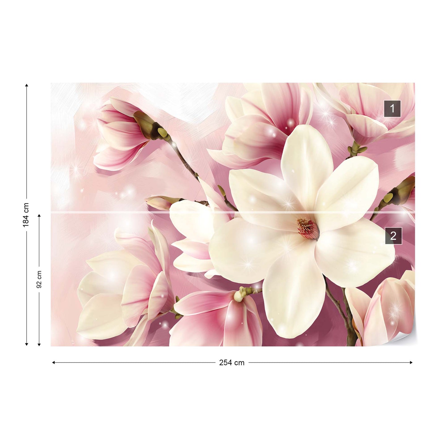 Magnolia Flowers Pink Photo Wallpaper Wall Mural - USTAD HOME
