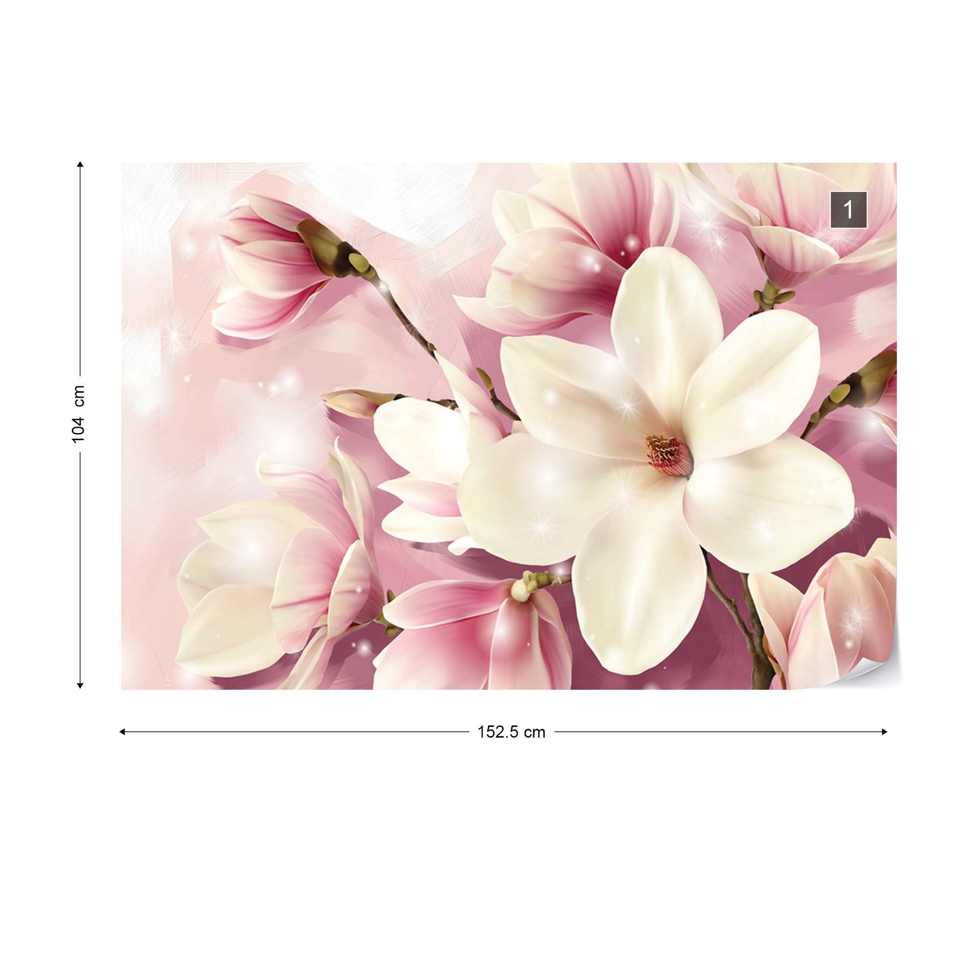 Magnolia Flowers Pink Photo Wallpaper Wall Mural - USTAD HOME