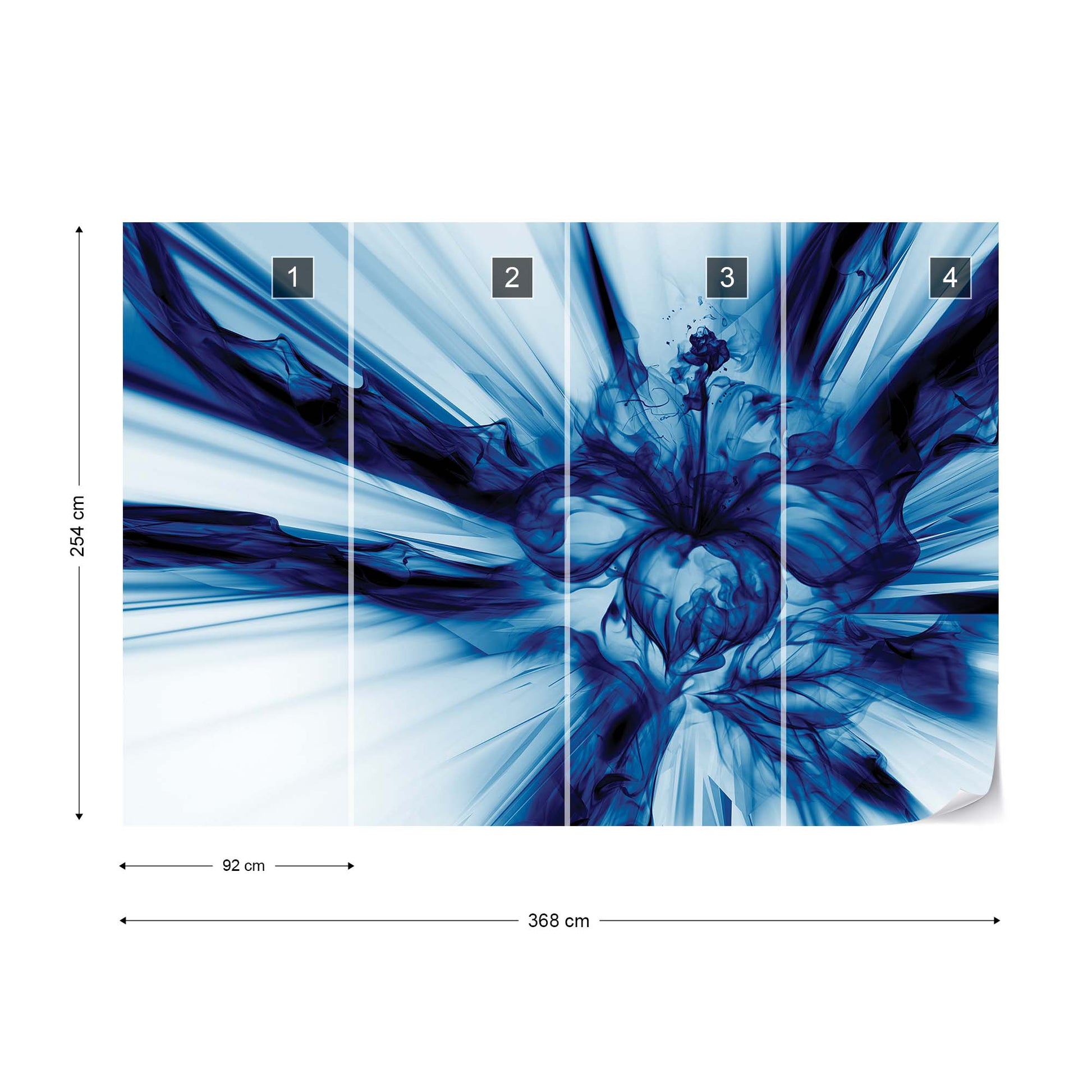 Abstract Floral Art Blue Light Photo Wallpaper Wall Mural - USTAD HOME