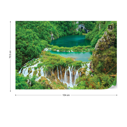 Forest Waterfalls Lakes Photo Wallpaper Wall Mural - USTAD HOME