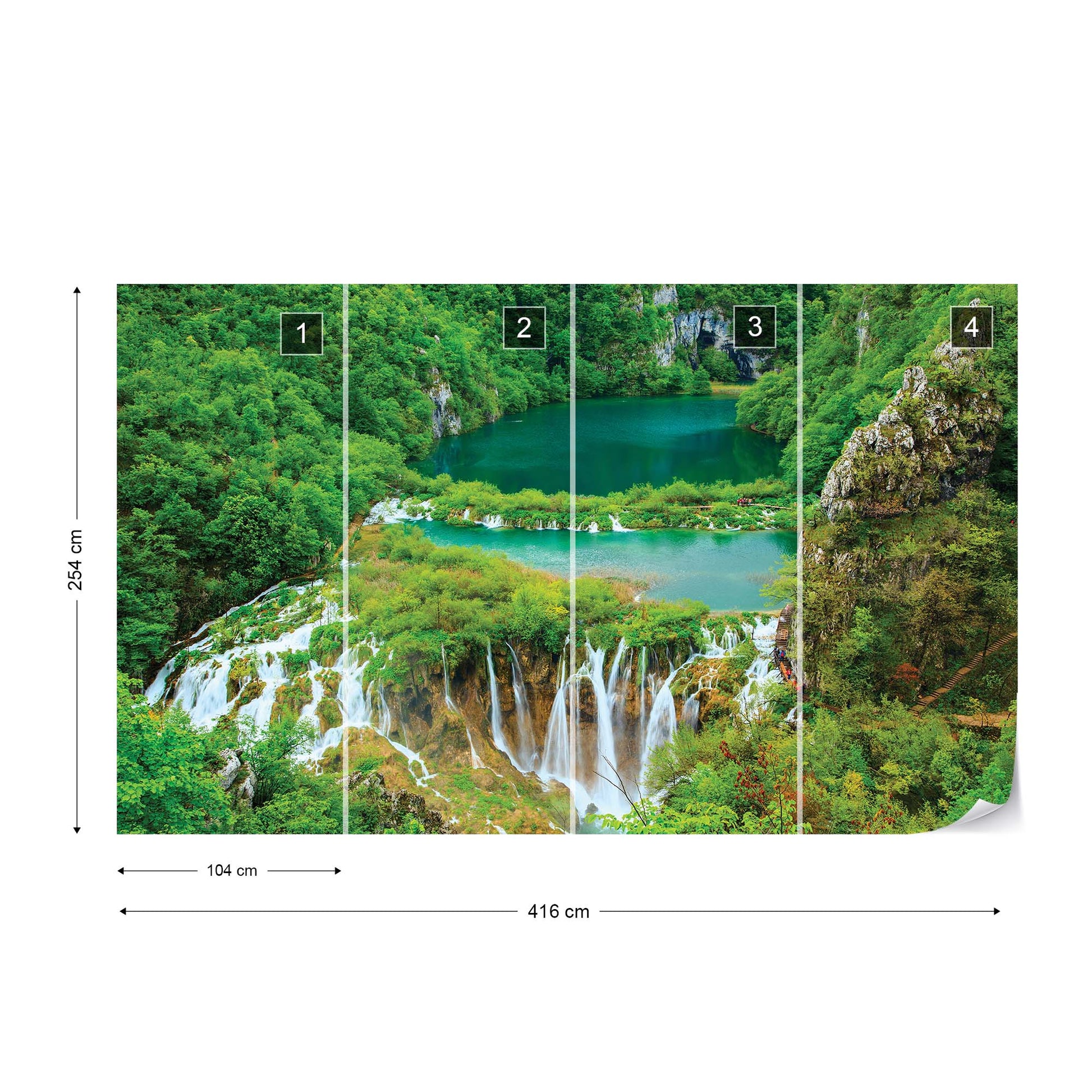 Forest Waterfalls Lakes Photo Wallpaper Wall Mural - USTAD HOME