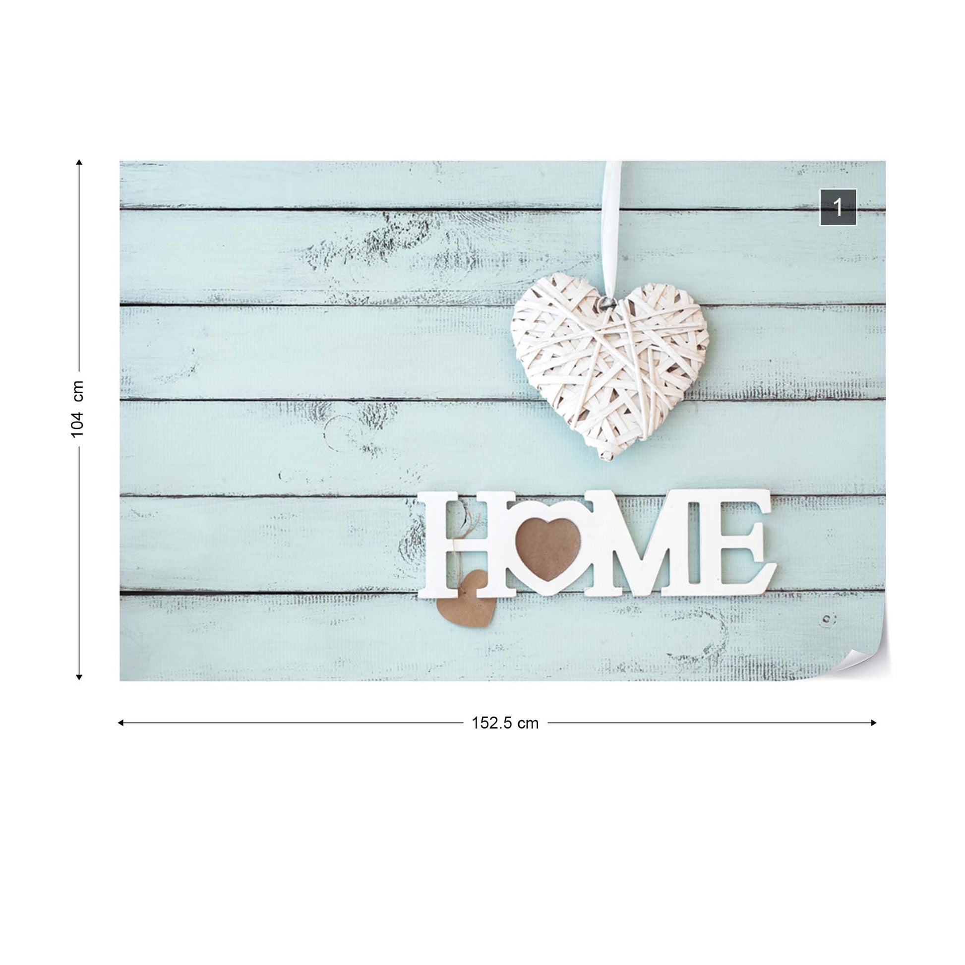 Vintage Chic Painted Wood Planks Light Blue "Home" Photo Wallpaper Wall Mural - USTAD HOME