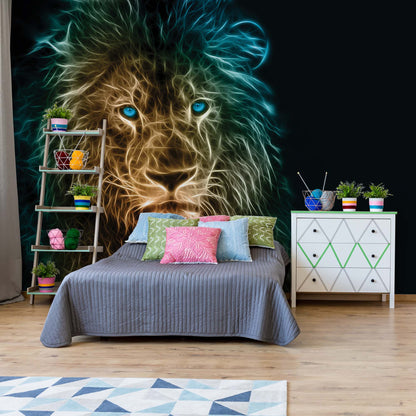 Lion Modern Light Painting Photo Wallpaper Wall Mural - USTAD HOME
